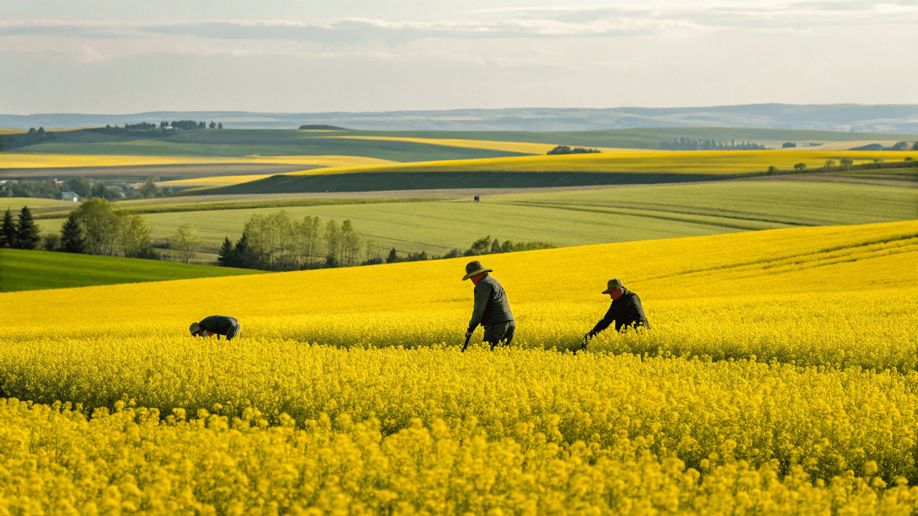 Canola harvest on a Canadian farm