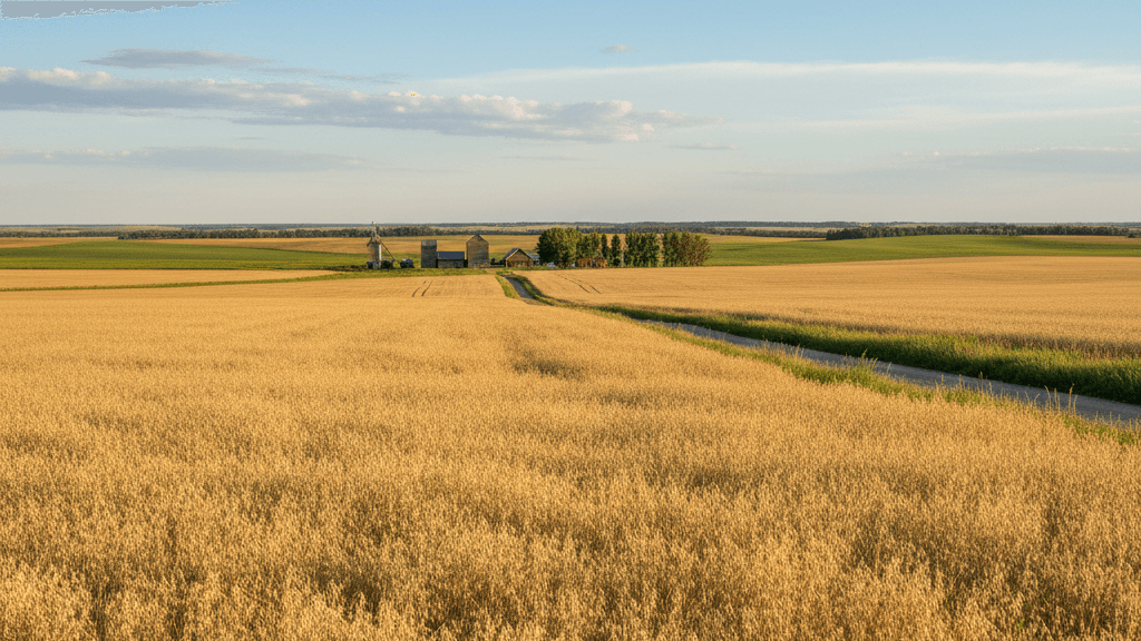 Golden oat field in the Canadian prairies